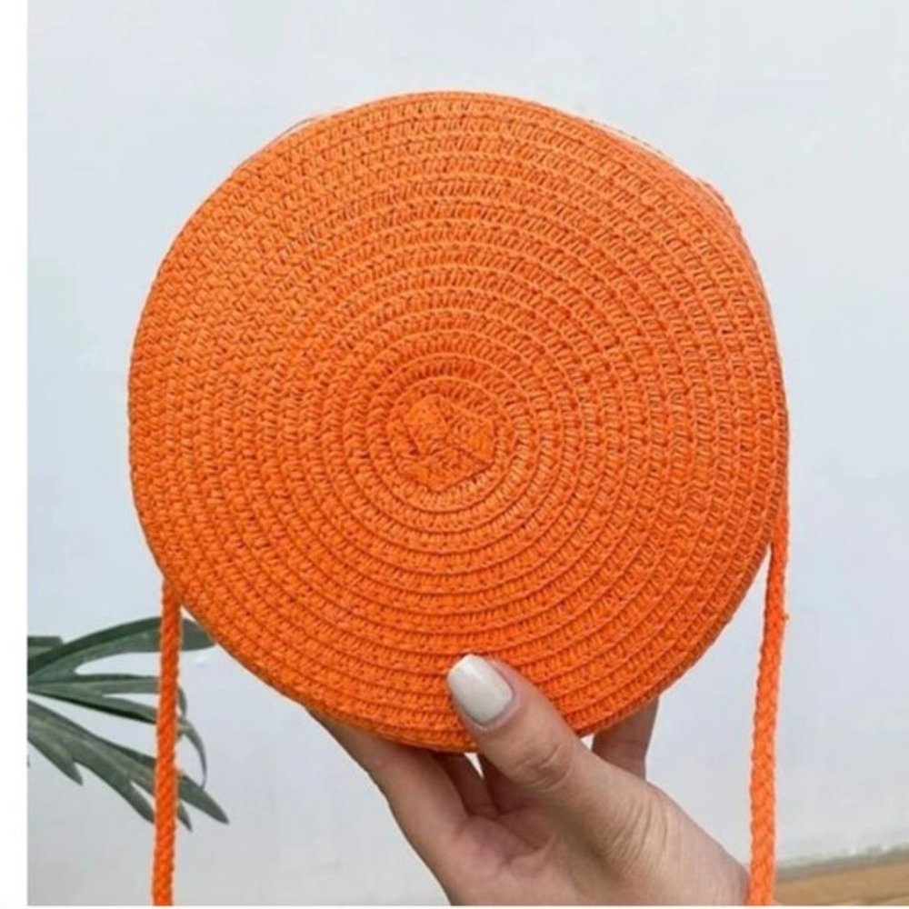 Mini  Orange Straw Bag